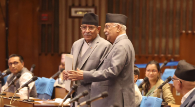 प्रचण्डले संसदमा सम्बोधन गर्न थालेपछि ओली बाहिरिए