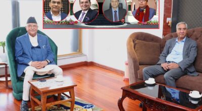गभर्नर नियुक्तिमा रस्साकस्सी : मन्त्रिपरिषद् बैठकअघि ओली–देउवा भेटवार्ता, अन्तिम निर्णय गर्दै एकजनालाई गभर्नर नियुक्त गर्ने