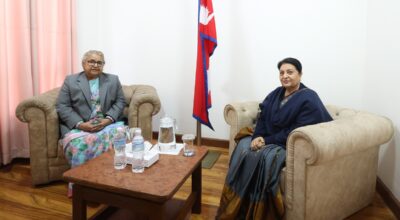 प्रधानमन्त्री कार्की र पूर्वराष्ट्रपति भण्डारीबीच सिंहदरबारमा भेटवार्ता