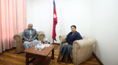 प्रधानमन्त्री कार्की र पूर्वराष्ट्रपति भण्डारीबीच सिंहदरबारमा भेटवार्ता