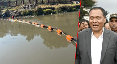 कुलमानले गरे कमाल, तैरिने फोहर पदार्थ संकलन गर्न बागमती नदीमा ‘ट्रास बेरियर’ जडान