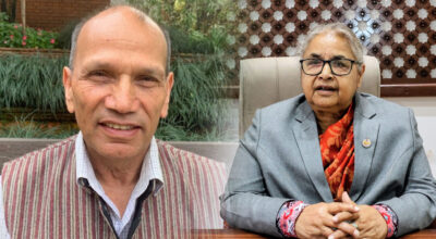 सेनापति बन्नबाट वञ्चित शर्मा परराष्ट्रमन्त्रीको शपथ लिँदै