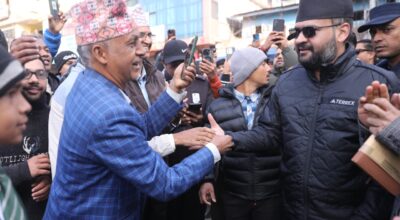 पार्टीका उम्मेदवारलाई भोट माग्न इलाम पुगे बालेन