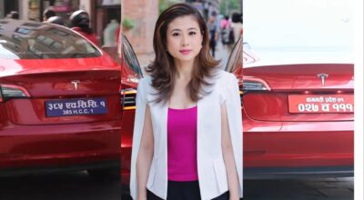 कूटनीतिक नियोगको टेस्ला कारको नम्बर प्लेट रातो बनाएपछि रास्वपा सांसद विदुषी राणा विवादमा