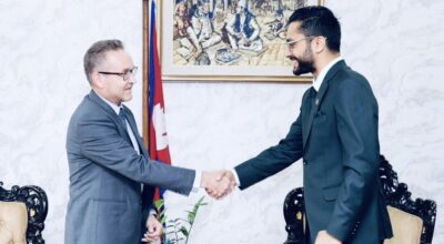 शिक्षा मन्त्री सस्मित पोखरेल र नेपालका लागि फिनल्यान्डका राजदूत पेट्री पुहाक्काबीच भेटवार्ता