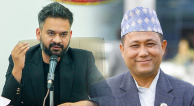 विभिन्न देशका राजदूतसँग सामूहिक भेट गर्दै प्रधानमन्त्री बालेन