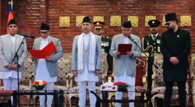 नवनियुक्त प्रधानन्यायाधीश डा. शर्माले लिए राष्ट्रपतिबाट पद तथा गोपनीयताको शपथ
