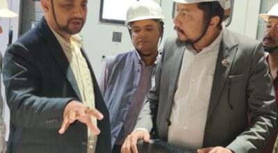 मर्स्याङ्दी जलविद्युत् आयोजनाको निरीक्षण गर्दै ऊर्जामन्त्री श्रेष्ठ