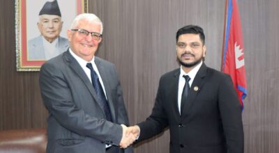 इजरायल जाने नेपाली श्रमिकका समस्या समाधानबारे श्रममन्त्री यादव र इजरायली राजदूतबीच छलफल