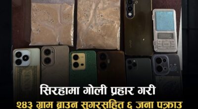सिरहामा प्रहरीमाथि आक्रमणपछि गोली प्रहार, २४३ ग्राम ब्राउन सुगरसहित ६ जना पक्राउ