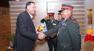 भारतीय प्रधान सेनापति जनरल धीरज सेठ काठमाडौं आइपुगे