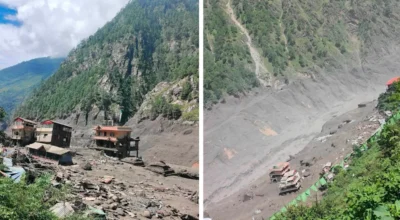 भोटेकोसीमा बाढीको वितण्डा, बस्ती र बैंकका शाखा कार्यालय बगायो