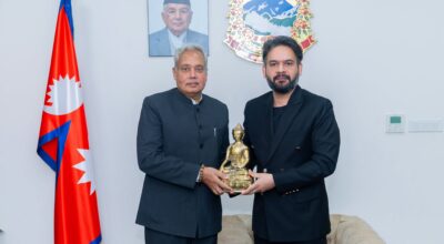 प्रधानमन्त्री बालेन्द्र शाहसँग भारतीय राजदूत नवीन श्रीवास्तवको विदाई भेट