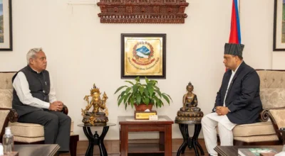 कार्यकाल सकेर फर्किँदै राजदूत श्रीवास्तव, परराष्ट्र सचिव राईसँग बिदाइ भेट